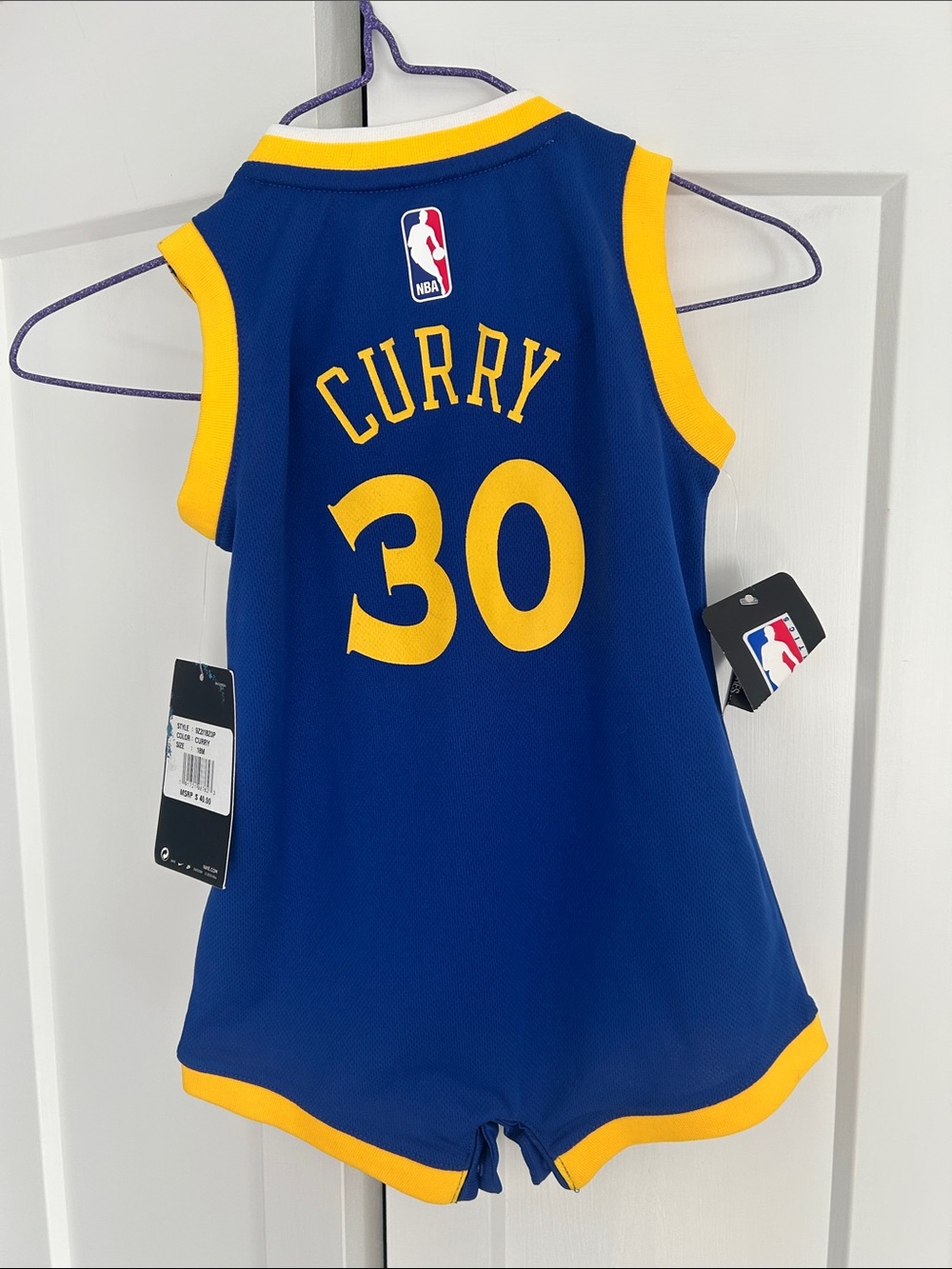 Nike Kids Blue and Yellow Steph Curry #30 Jersey Romper